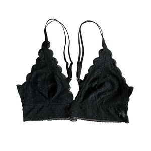 Aerie Black Lace Bralette Doube Strap Size Large
